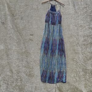 Charlie Jade Blue and Green‎ Striped Maxi Dress